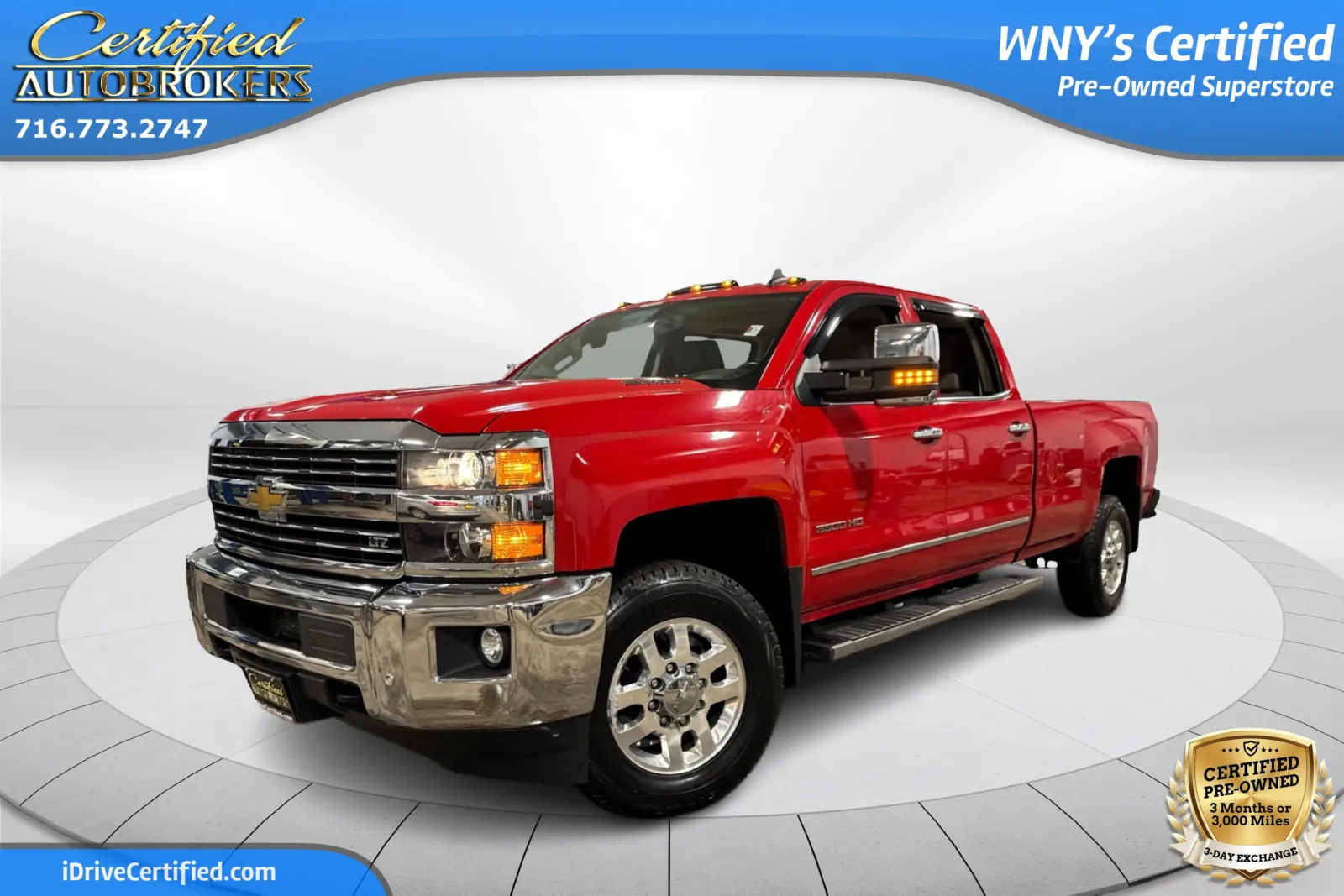 Red 2015 Chevrolet Silverado 3500HD LTZ 4x4 for sale in Grand Island, NY