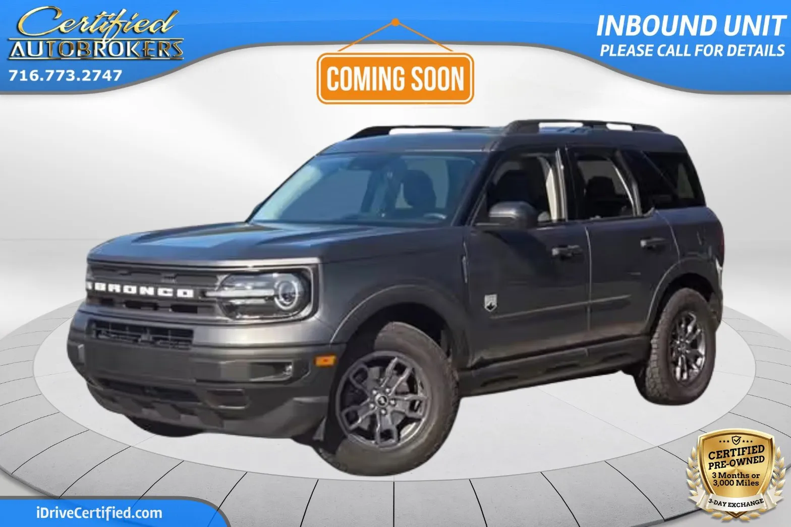 Gray 2021 Ford Bronco Sport Big Bend 4x4 for sale in Grand Island, NY