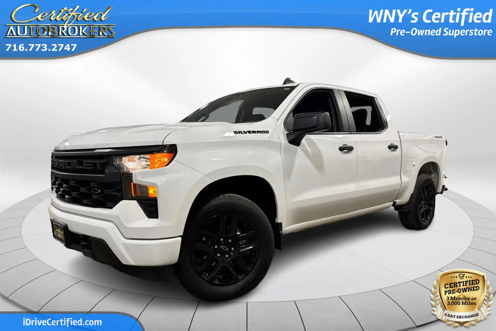 White 2023 Chevrolet Silverado 1500 Custom 4x4 for sale in Grand Island, NY