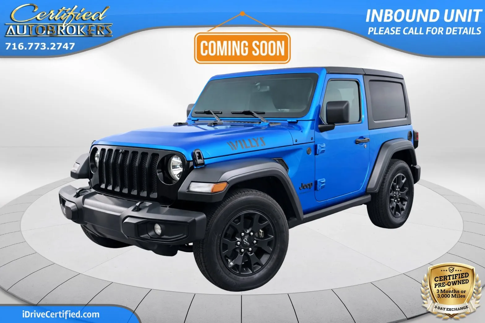 Blue 2022 Jeep Wrangler Willys Sport 4x4 for sale in Grand Island, NY