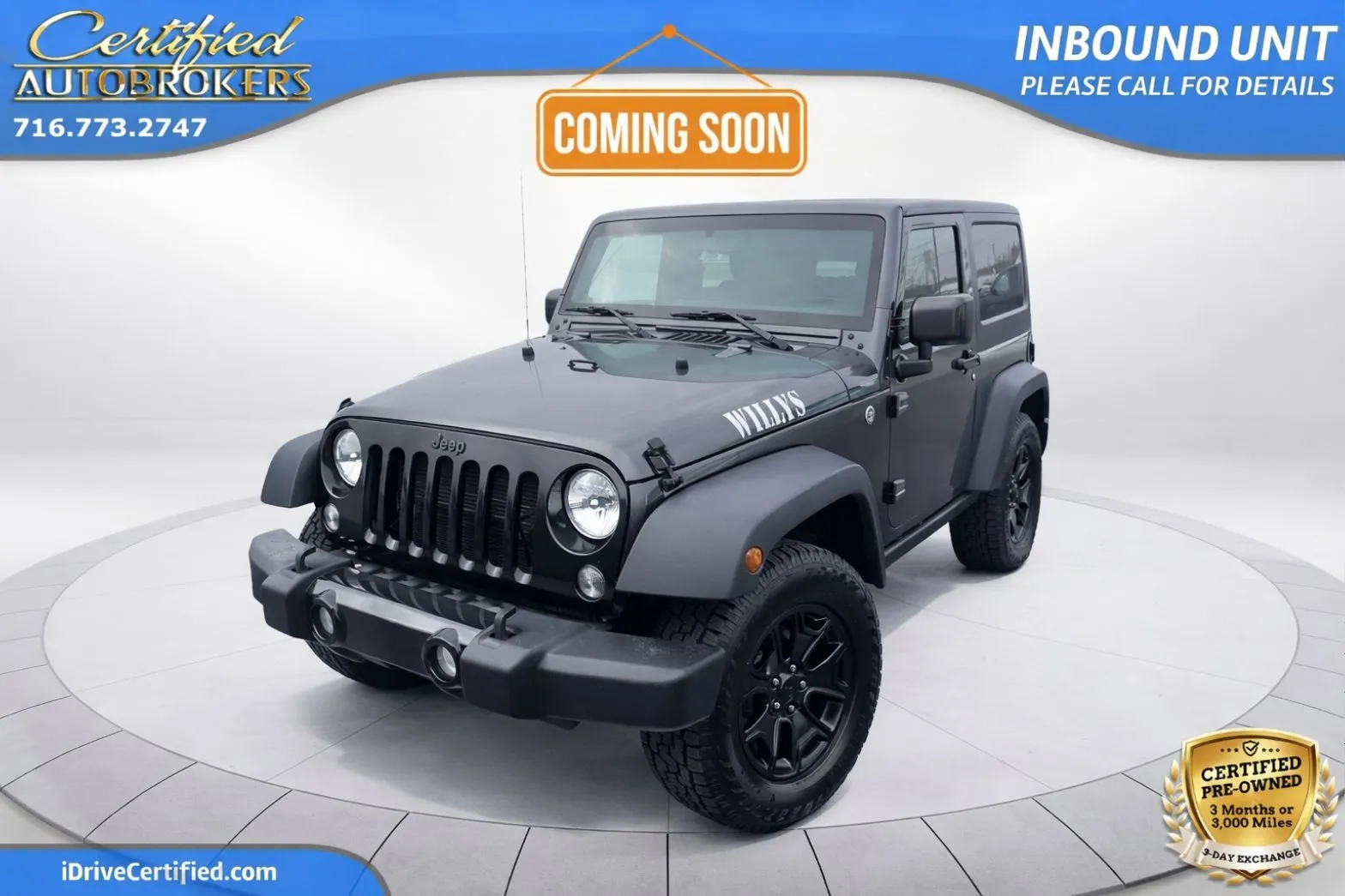 Gray 2017 Jeep Wrangler Willys Wheeler 4x4 for sale in Grand Island, NY