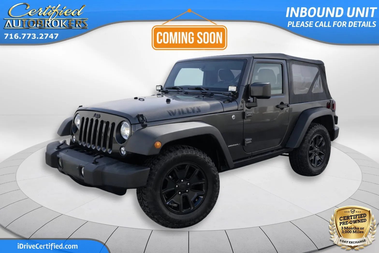 Gray 2018 Jeep Wrangler JK Willys Wheeler 4x4 for sale in Grand Island, NY