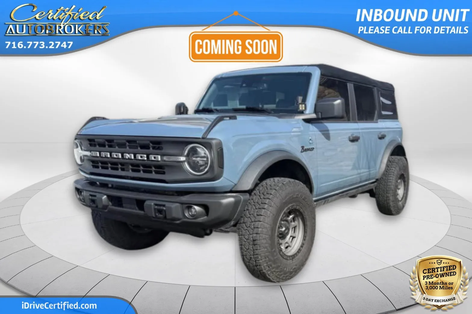 Gray 2023 Ford Bronco Black Diamond Advanced 4x4 for sale in Grand Island, NY