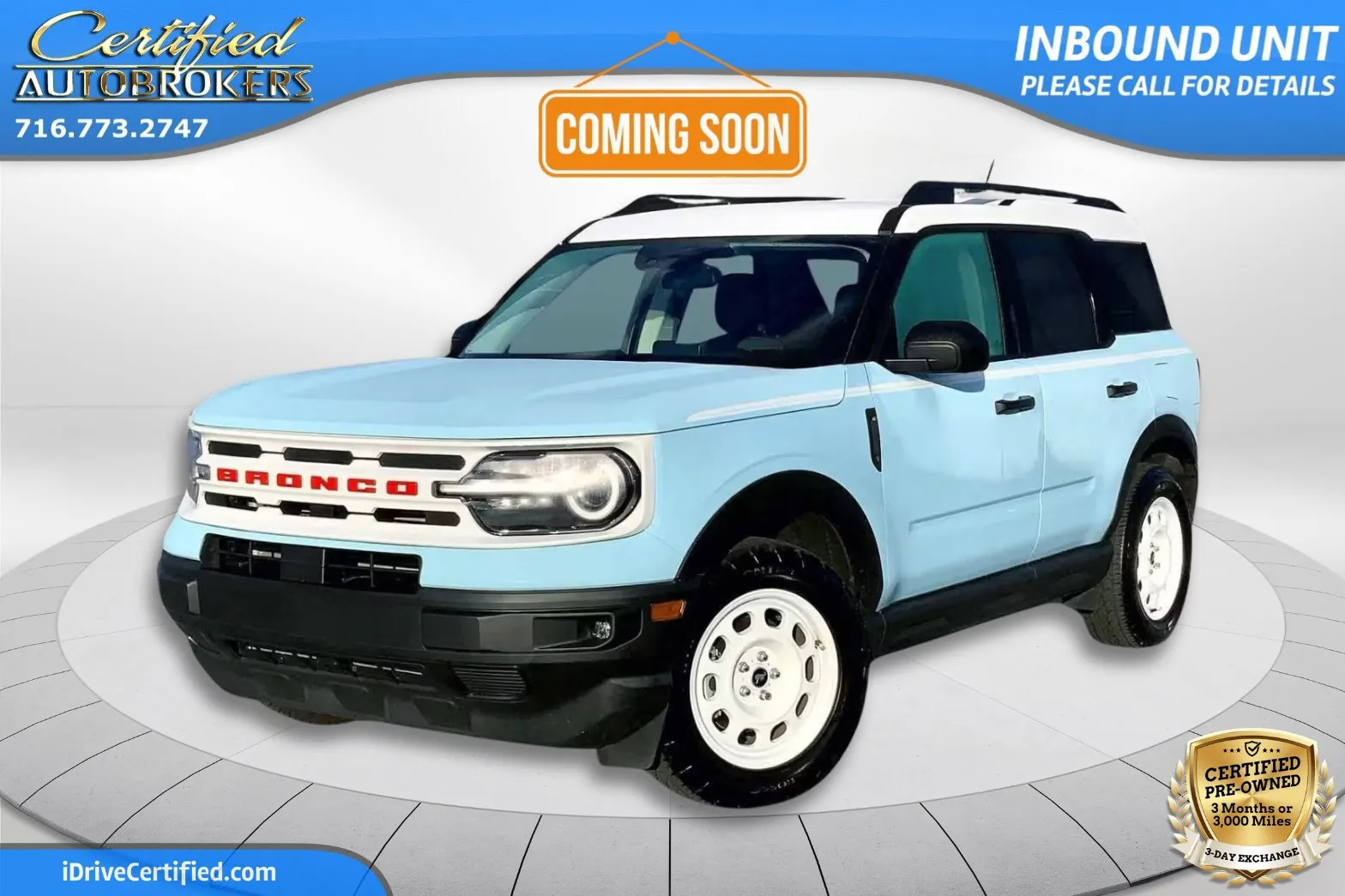 Blue 2024 Ford Bronco Sport Heritage 4x4 for sale in Grand Island, NY