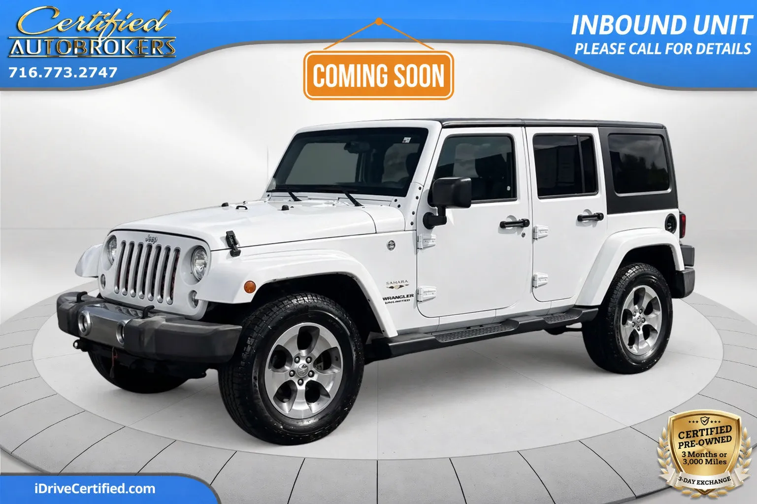 White 2017 Jeep Wrangler Unlimited Sahara 4x4 for sale in Grand Island, NY
