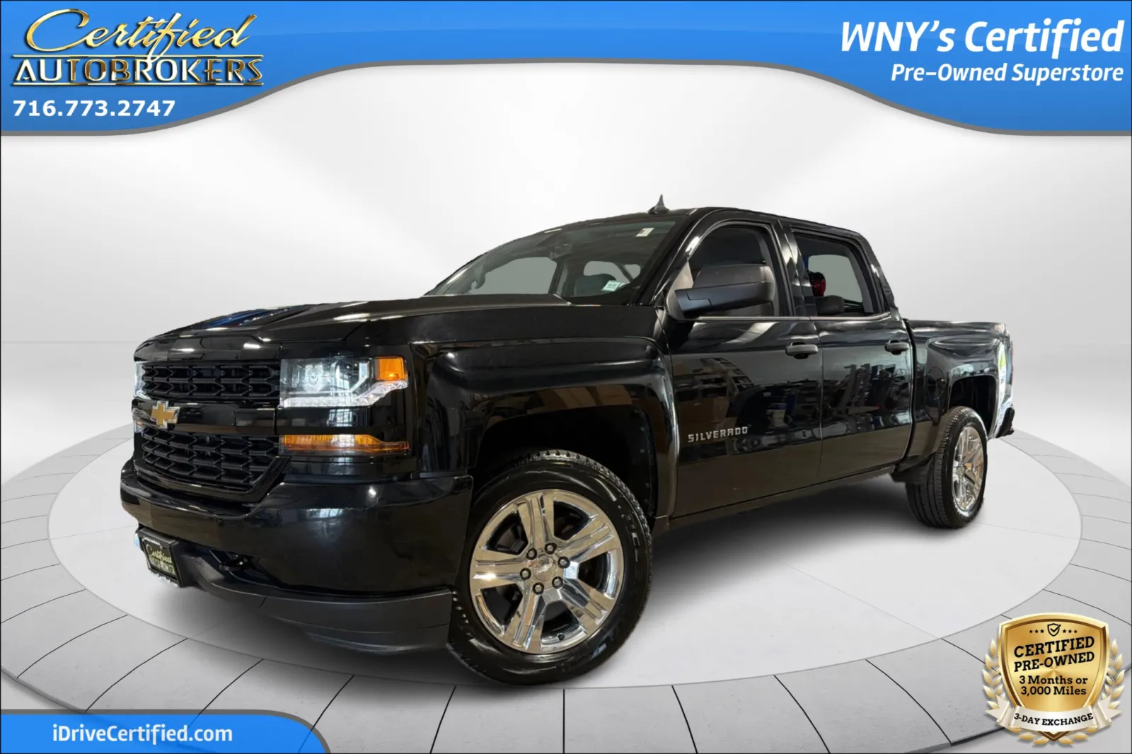 Black 2018 Chevrolet Silverado 1500 Custom 4x4 for sale in Grand Island, NY