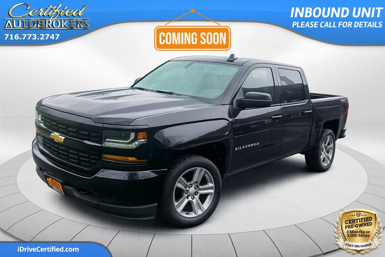 Black 2018 Chevrolet Silverado 1500 Custom 4x4 for sale in Grand Island, NY