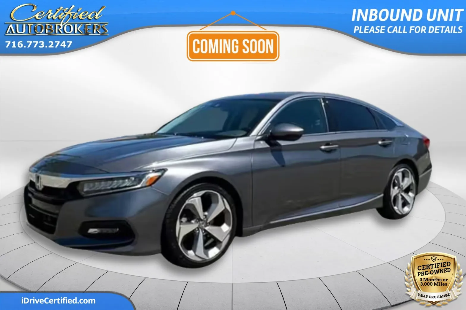 Gray 2018 Honda Accord Sedan Touring 2.0T for sale in Grand Island, NY