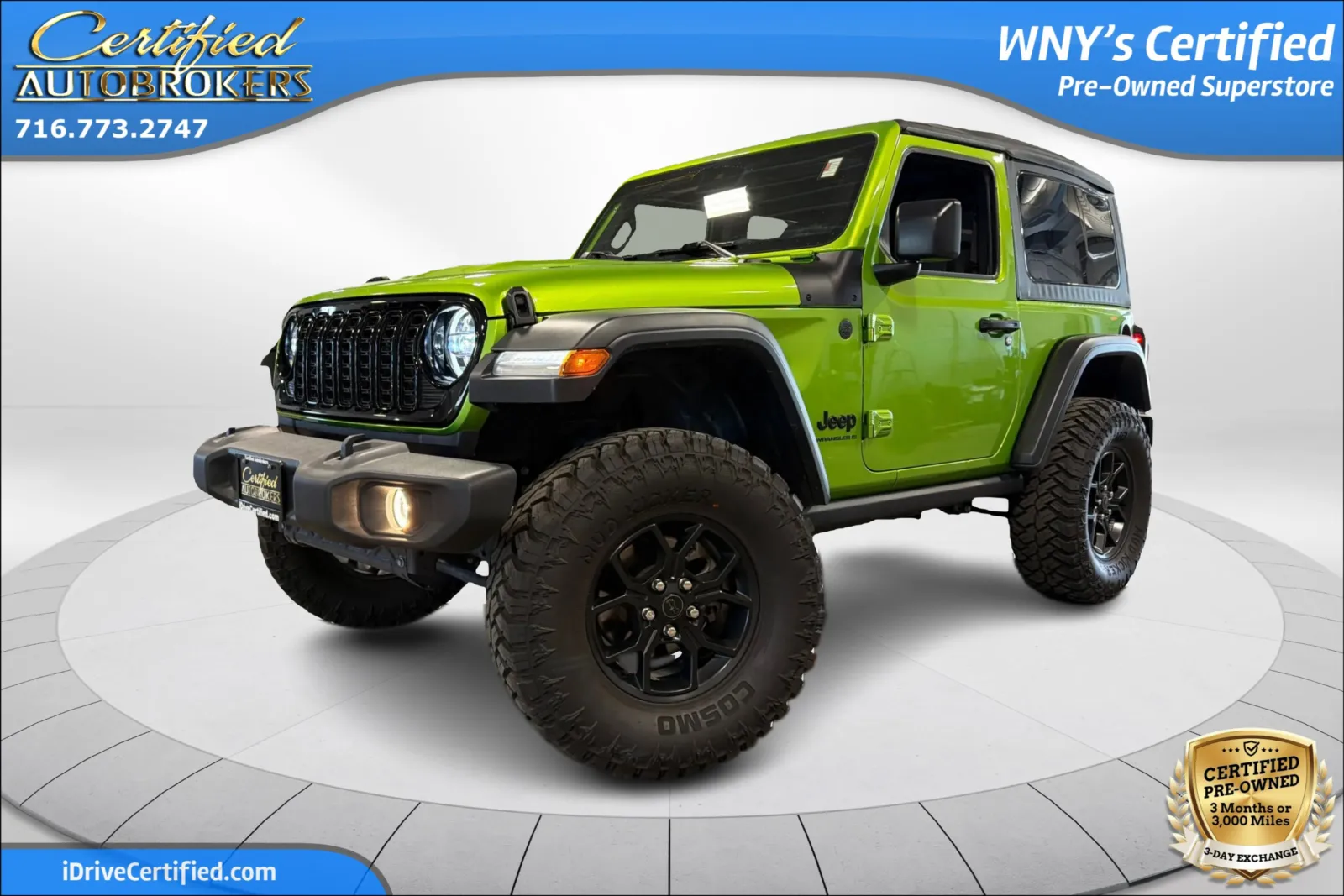 Green 2025 Jeep Wrangler Willys 4x4 for sale in Grand Island, NY