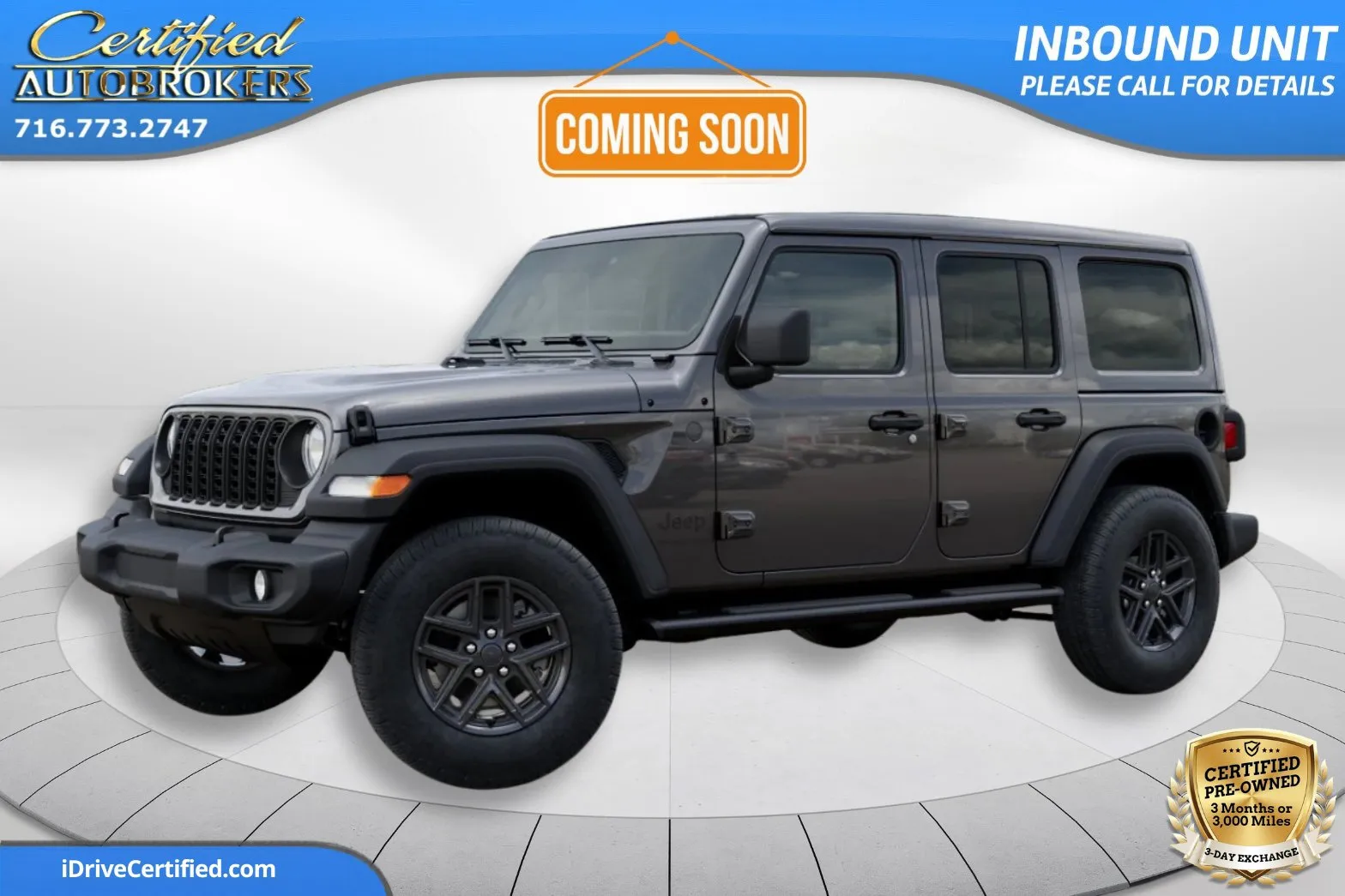 Gray 2025 Jeep Wrangler Sport S 4x4 for sale in Grand Island, NY