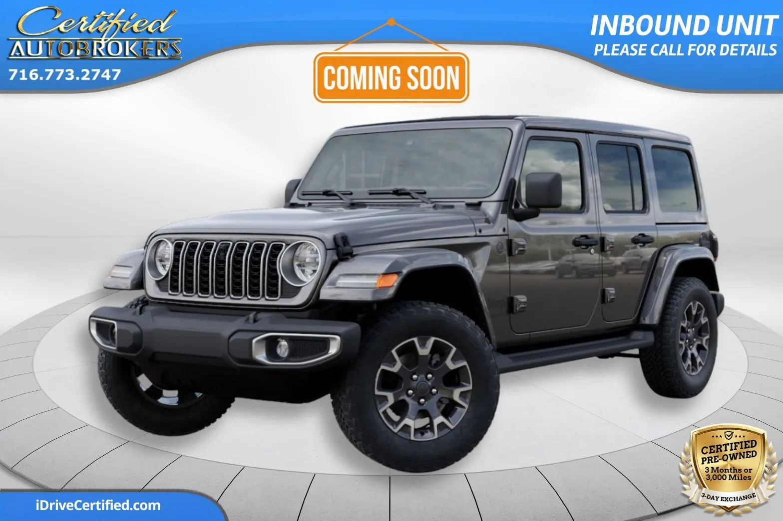 Gray 2025 Jeep Wrangler Sahara 4x4 for sale in Grand Island, NY