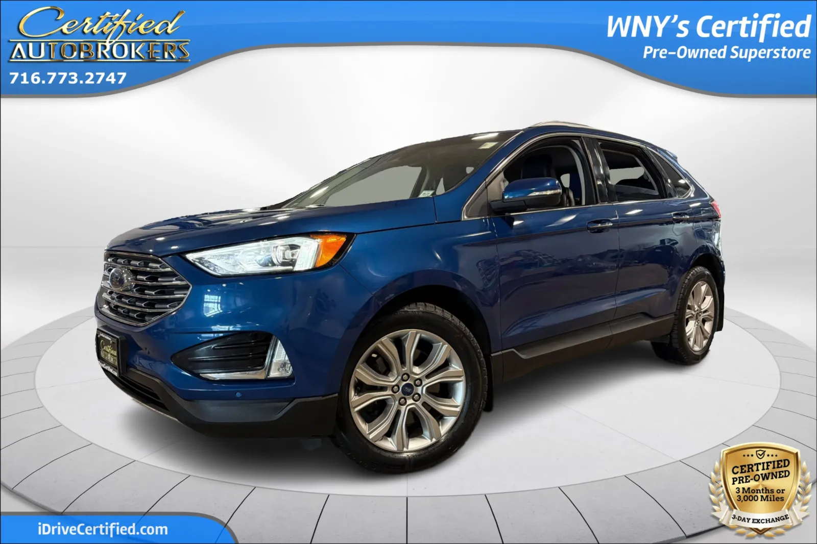 Blue 2020 Ford Edge Titanium AWD for sale in Grand Island, NY