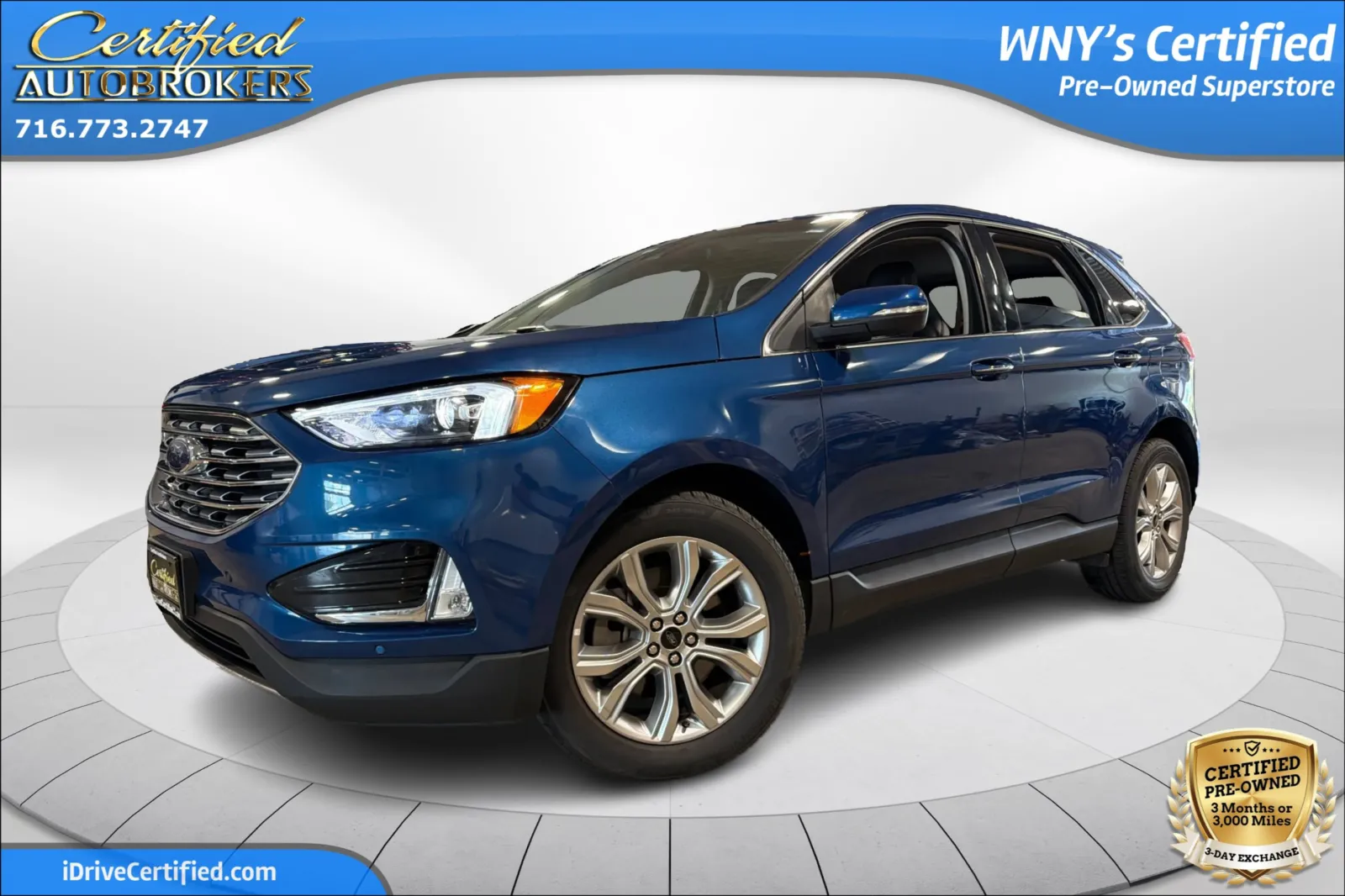 Blue 2024 Ford Edge Titanium AWD for sale in Grand Island, NY