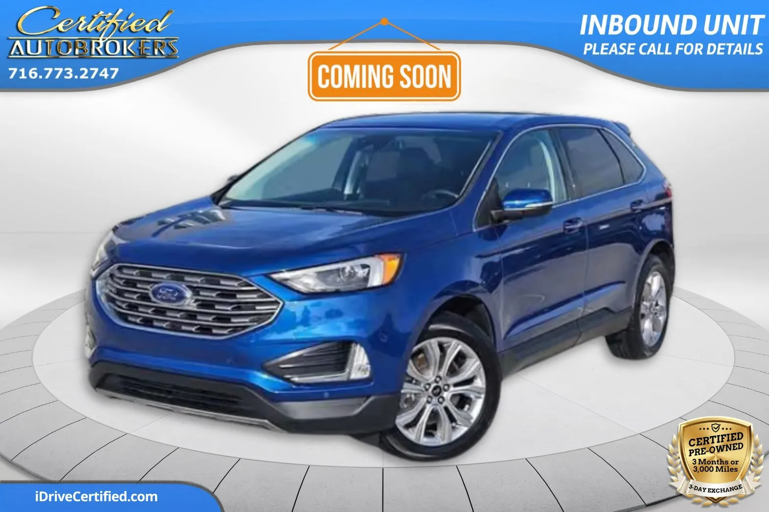 Blue 2024 Ford Edge Titanium AWD for sale in Grand Island, NY