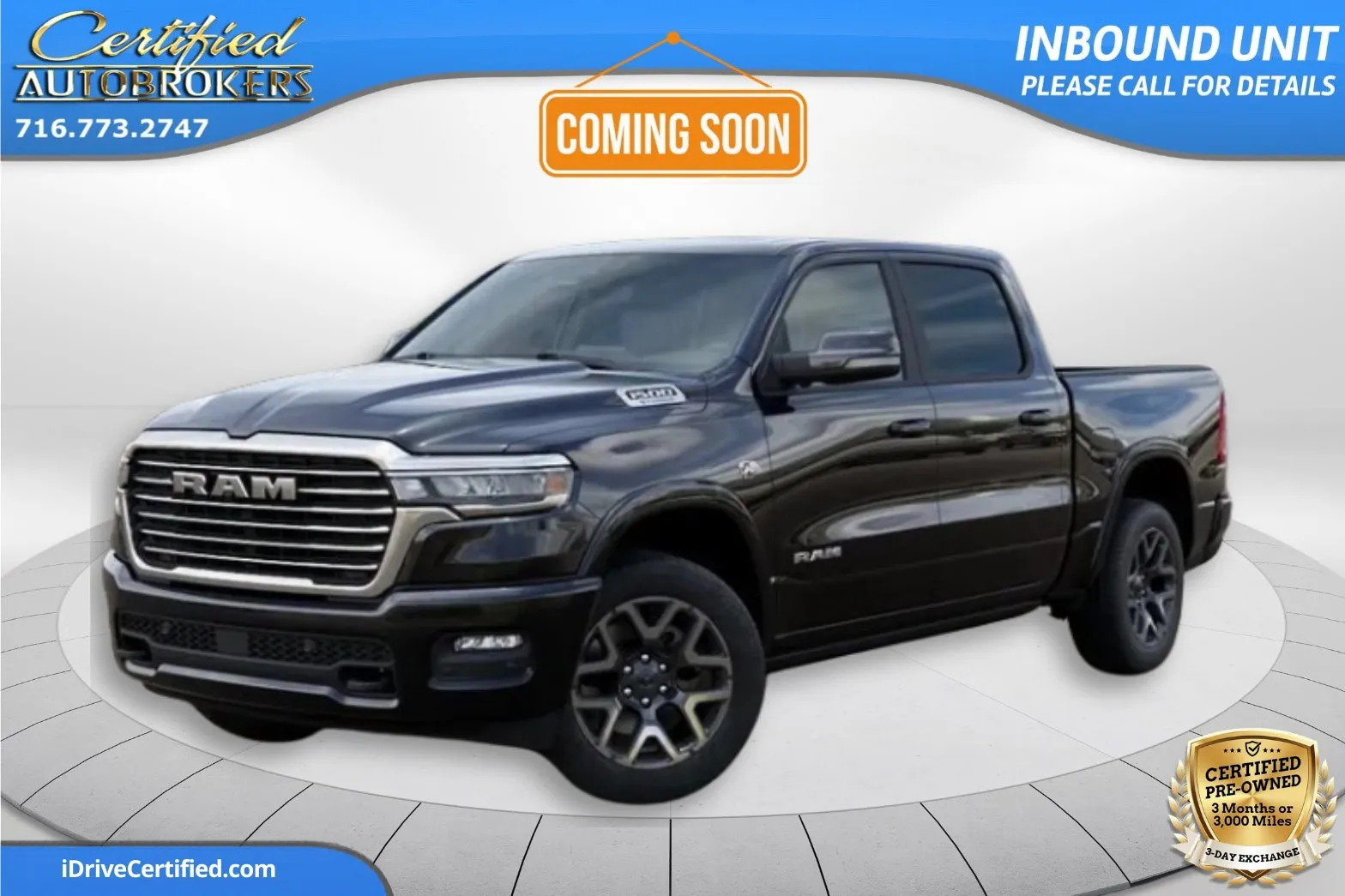 Black 2026 Ram 1500 Laramie 4x4 for sale in Grand Island, NY