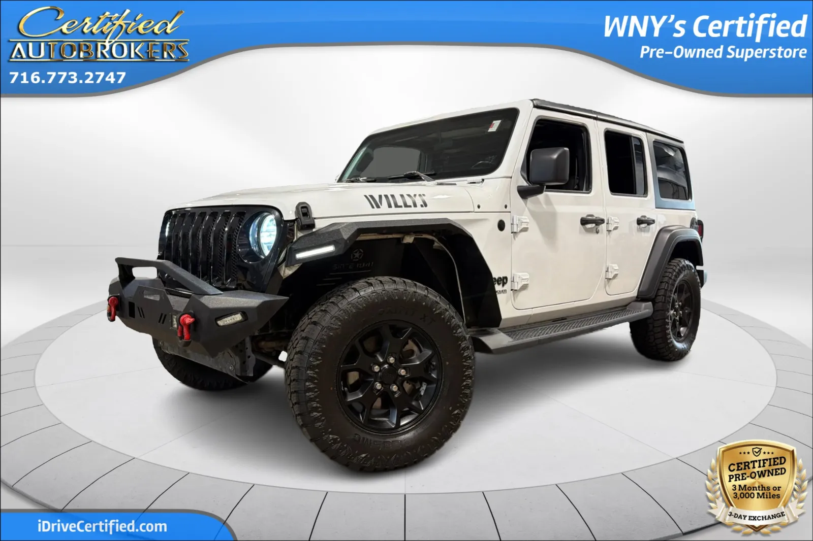 White 2021 Jeep Wrangler Unlimited Willys 4x4 for sale in Grand Island, NY