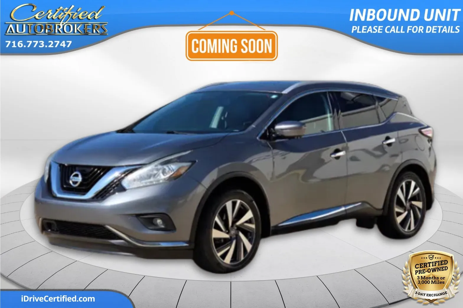 Gray 2018 Nissan Murano Platinum AWD for sale in Grand Island, NY