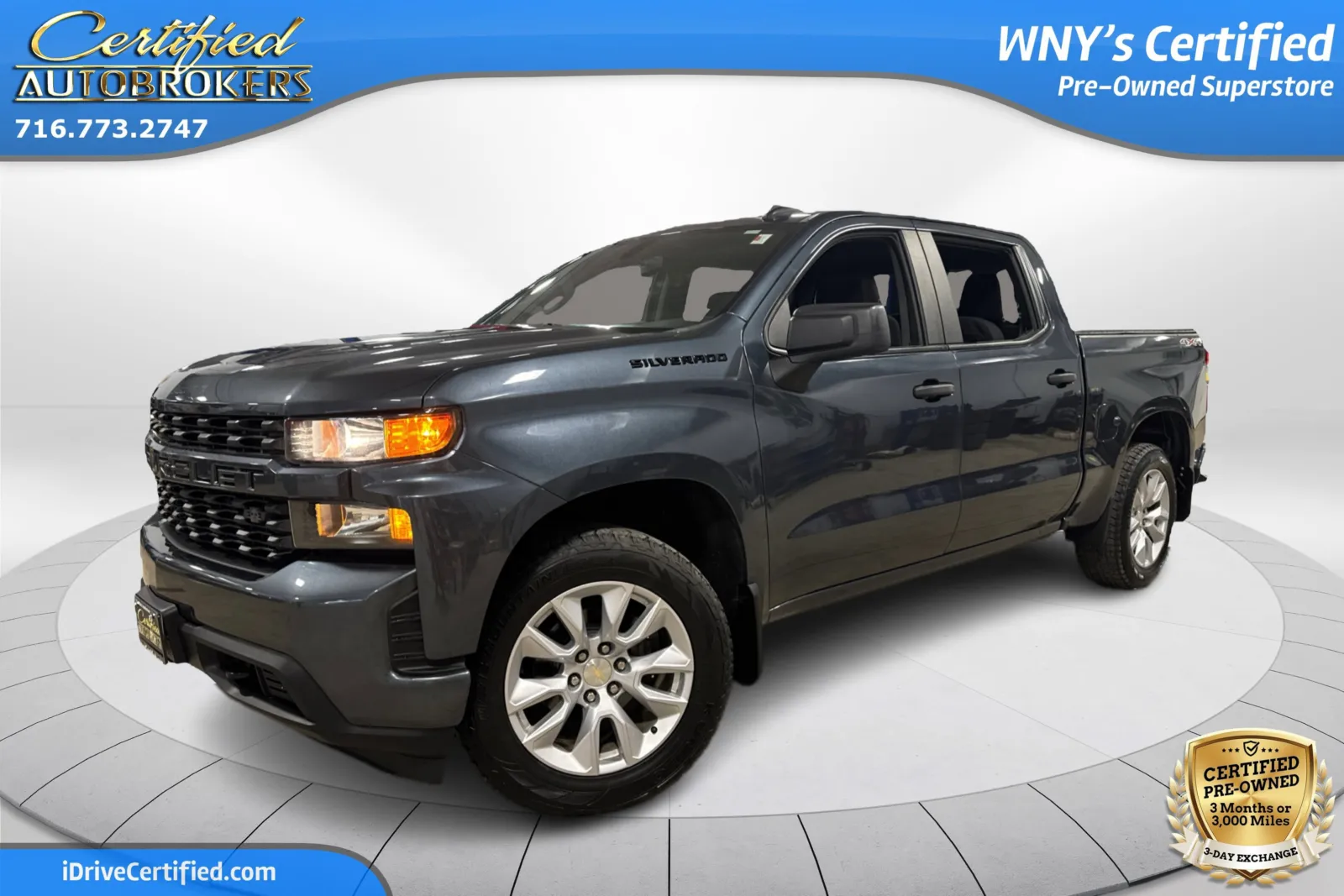 Gray 2021 Chevrolet Silverado 1500 Custom 4x4 for sale in Grand Island, NY