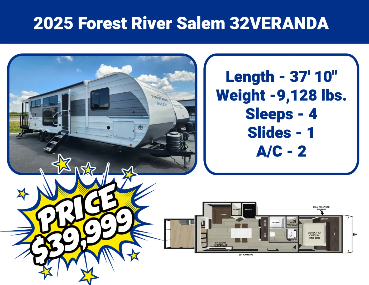 Unknown 2025 Forest River Salem Grand Villa  32VERANDA for sale in Hartford, IL