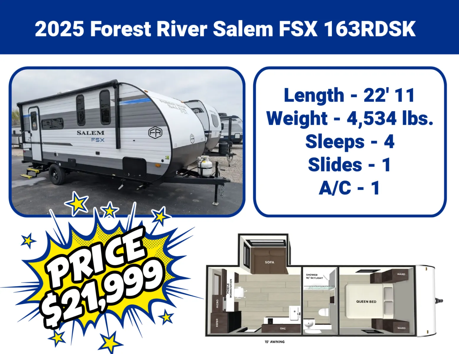 Unknown 2025 Forest River Salem FSX 163RDSK for sale in Hartford, IL