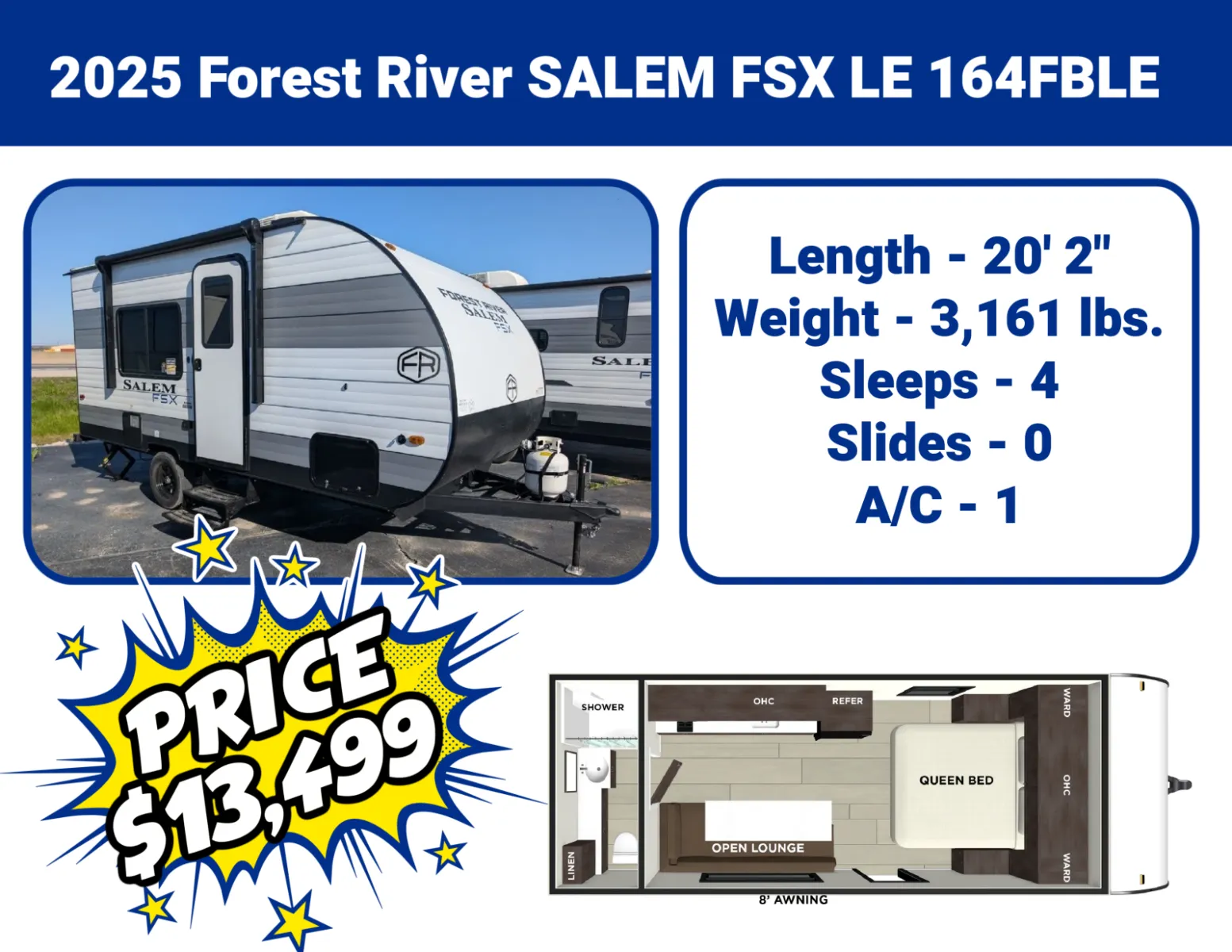 2025 Forest River SALEM FSX LE 164FBLE for sale in Hartford, IL