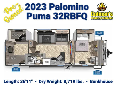 Photos of 2023 Palomino Puma   32RBFQ for sale in Hartford, IL at Colman's Country Campers