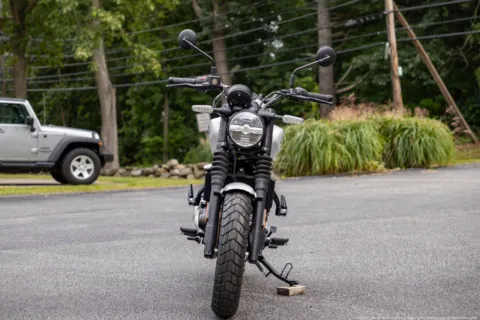 Another view of 2026 Royal Enfield Guerilla 450 Smoke Silver for sale in Boxborough, MA at Boxborough Showroom & Service Center