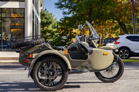 Another view of 2021 Ural Gear Up M70 Anniversary Green for sale in Boxborough, MA at Boxborough Showroom & Service Center