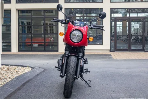 Another view of 2024 Royal Enfield Hunter 350 Rebel Red Cafe for sale in Boxborough, MA at Boxborough
