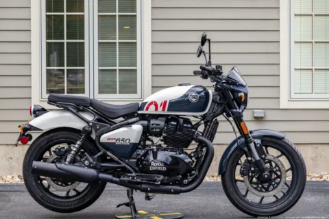Another view of 2024 Royal Enfield Shotgun 650 Stencil White Custom for sale in Boxborough, MA at Boxborough Showroom & Service Center