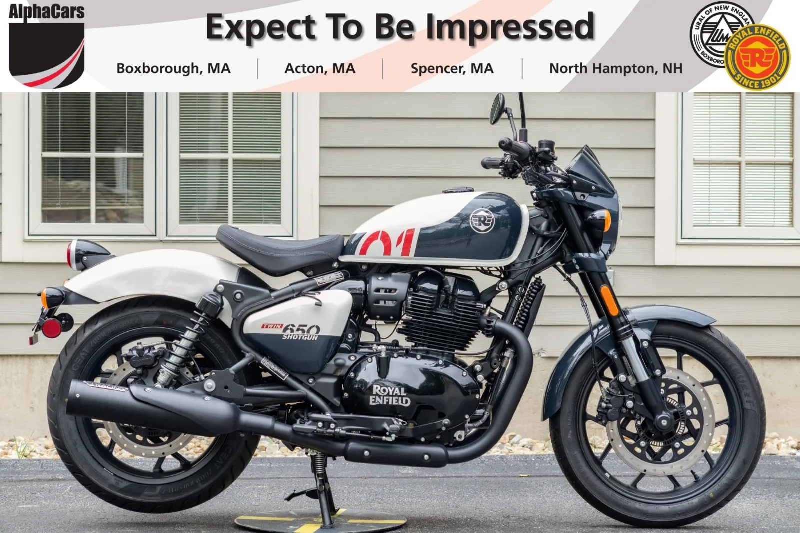 White 2024 Royal Enfield Shotgun 650 Stencil White for sale in Boxborough, MA