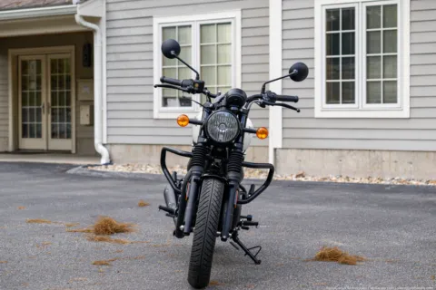 Another view of 2024 Royal Enfield Hunter 350 Dapper White for sale in Boxborough, MA at Boxborough Showroom & Service Center