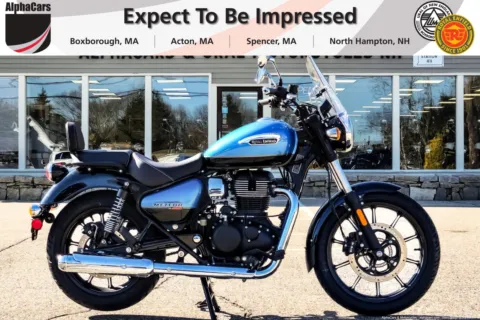 Photos of 2023 Royal Enfield Meteor 350 Supernova Blue for sale in Boxborough, MA at Boxborough Showroom & Service Center