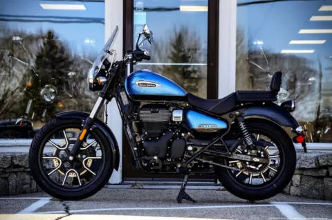 Another view of 2023 Royal Enfield Meteor 350 Supernova Blue for sale in Boxborough, MA at Boxborough Showroom & Service Center