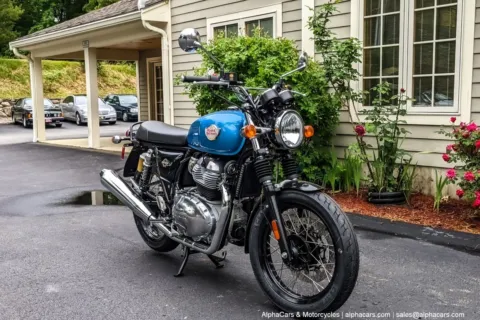 Another view of 2023 Royal Enfield Interceptor INT650 Ventura Blue for sale in North Hampton, NH at North Hampton
