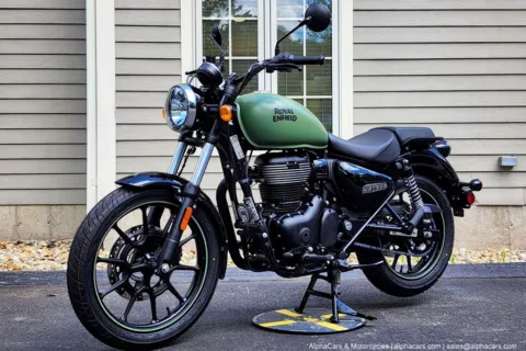Another view of 2026 Royal Enfield Meteor 350 Fireball Matte Green for sale in Spencer, MA at Spencer