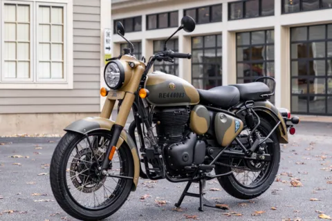 Another view of 2027 Royal Enfield Classic 350 Commando Sand for sale in Spencer, MA at Spencer Showroom