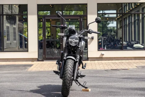 Another view of 2026 Royal Enfield Guerrilla 450 Smoke Silver for sale in Spencer, MA at Spencer Showroom