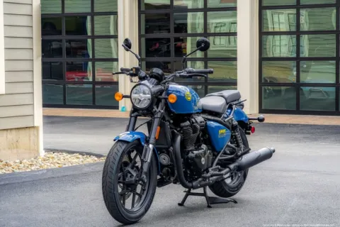 Another view of 2024 Royal Enfield Shotgun 650 Plasma Blue for sale in Spencer, MA at Spencer Showroom