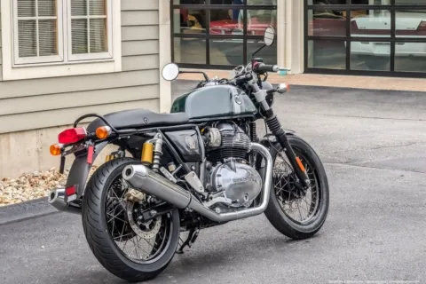 Another view of 2026 Royal Enfield Continental GT 650 British Racing Green for sale in Spencer, MA at Spencer Showroom