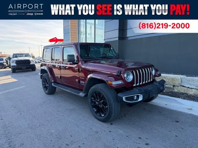 Used 2021 Jeep Wrangler Unlimited Sahara 4XE with VIN 1C4JJXP64MW802977 for sale in Kansas City