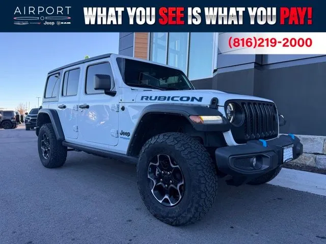 Used 2022 Jeep Wrangler Unlimited Rubicon 4XE with VIN 1C4JJXR63NW108103 for sale in Kansas City