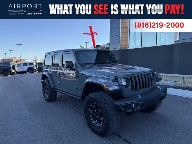 Used 2023 Jeep Wrangler 4xe Rubicon 4XE with VIN 1C4JJXR61PW584384 for sale in Kansas City