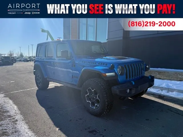 Used 2022 Jeep Wrangler Unlimited Rubicon 4XE with VIN 1C4JJXR64NW236107 for sale in Kansas City