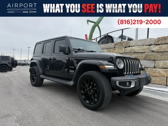 Used 2022 Jeep Wrangler Unlimited Sahara 4XE with VIN 1C4JJXP69NW230516 for sale in Kansas City