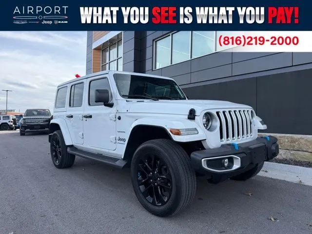 White 2023 Jeep Wrangler Sahara 4xe for sale in Platte City, MO