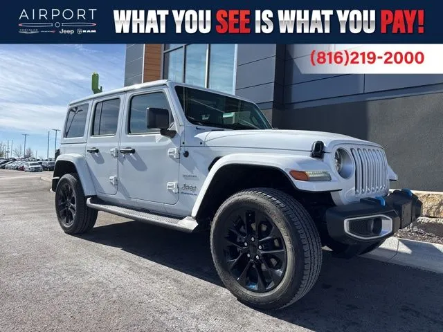 White 2023 Jeep Wrangler Sahara 4xe for sale in Platte City, MO
