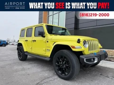 Yellow 2023 Jeep Wrangler Sahara 4xe for sale in Platte City, MO