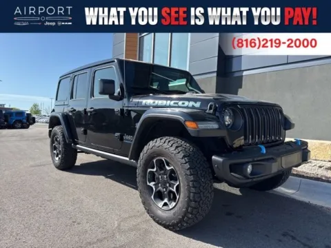 Black 2023 Jeep Wrangler Rubicon 4xe for sale in Platte City, MO