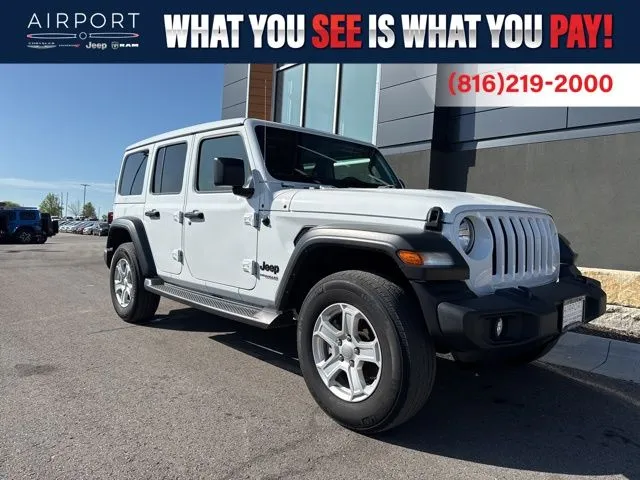 Used 2022 Jeep Wrangler Unlimited Sport S with VIN 1C4HJXDG9NW134803 for sale in Kansas City